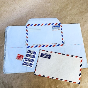 Lote de cartas de correo aéreo y pegatinas de Luftpost Par Avion de la década de 1950