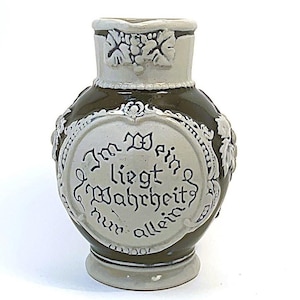Vintage Embossed German Ceramic Wine Pitcher .5L Creamer Tableware