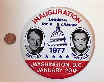 1977 Jimmy Carter/ Mondale Inauguration Day Extra Large 6" Button