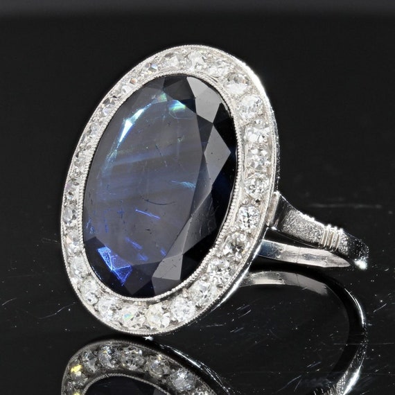 French Art Deco 1925s 7 Carats Sapphire Diamonds … - image 5