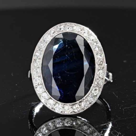 French Art Deco 1925s 7 Carats Sapphire Diamonds … - image 3