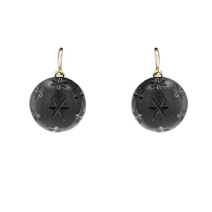 Pendientes oro antiguo y azabache