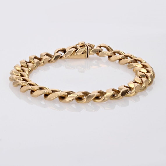 French 1950s 18 Karat Yellow Gold Curb Bracelet - image 4