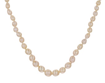 French 1930s Fine Pearl Platinum Diamond Art Deco Necklace