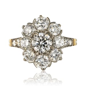 Bague diamants marguerite platine or