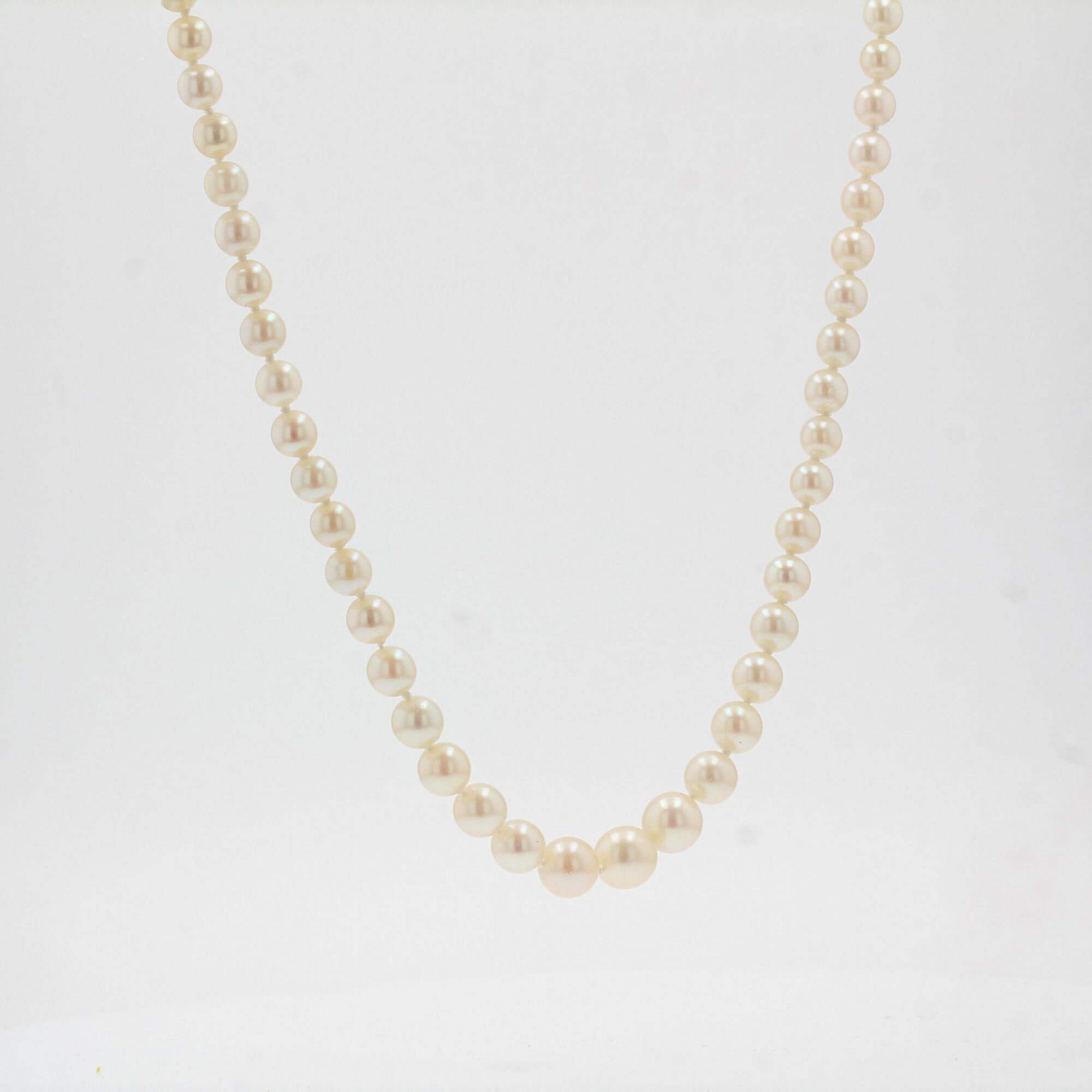 1950s Japanese Cultured Round White Pearl Necklace - Etsy