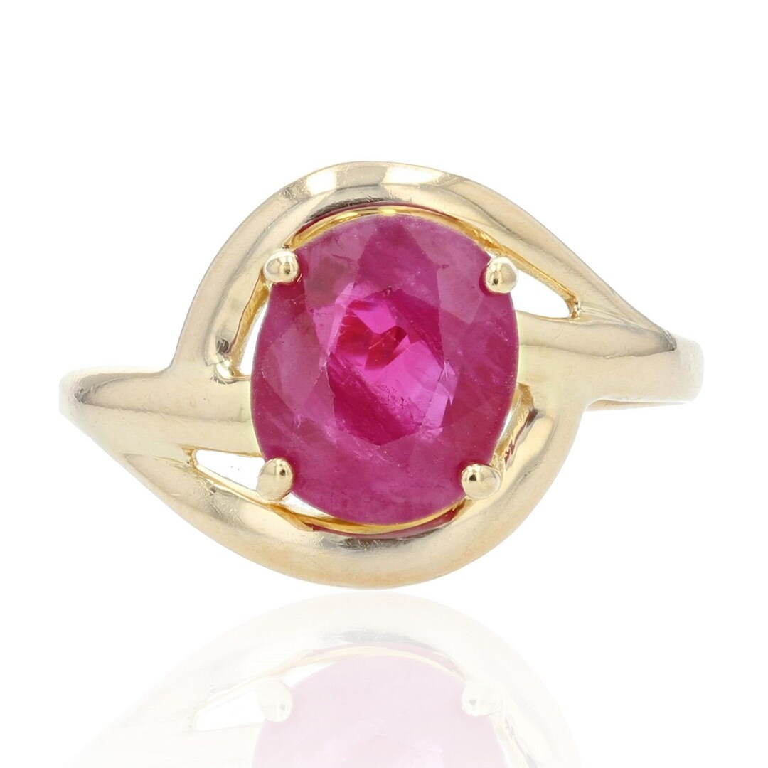 Modern Ruby 18 Karat Yellow Gold Ring - Etsy