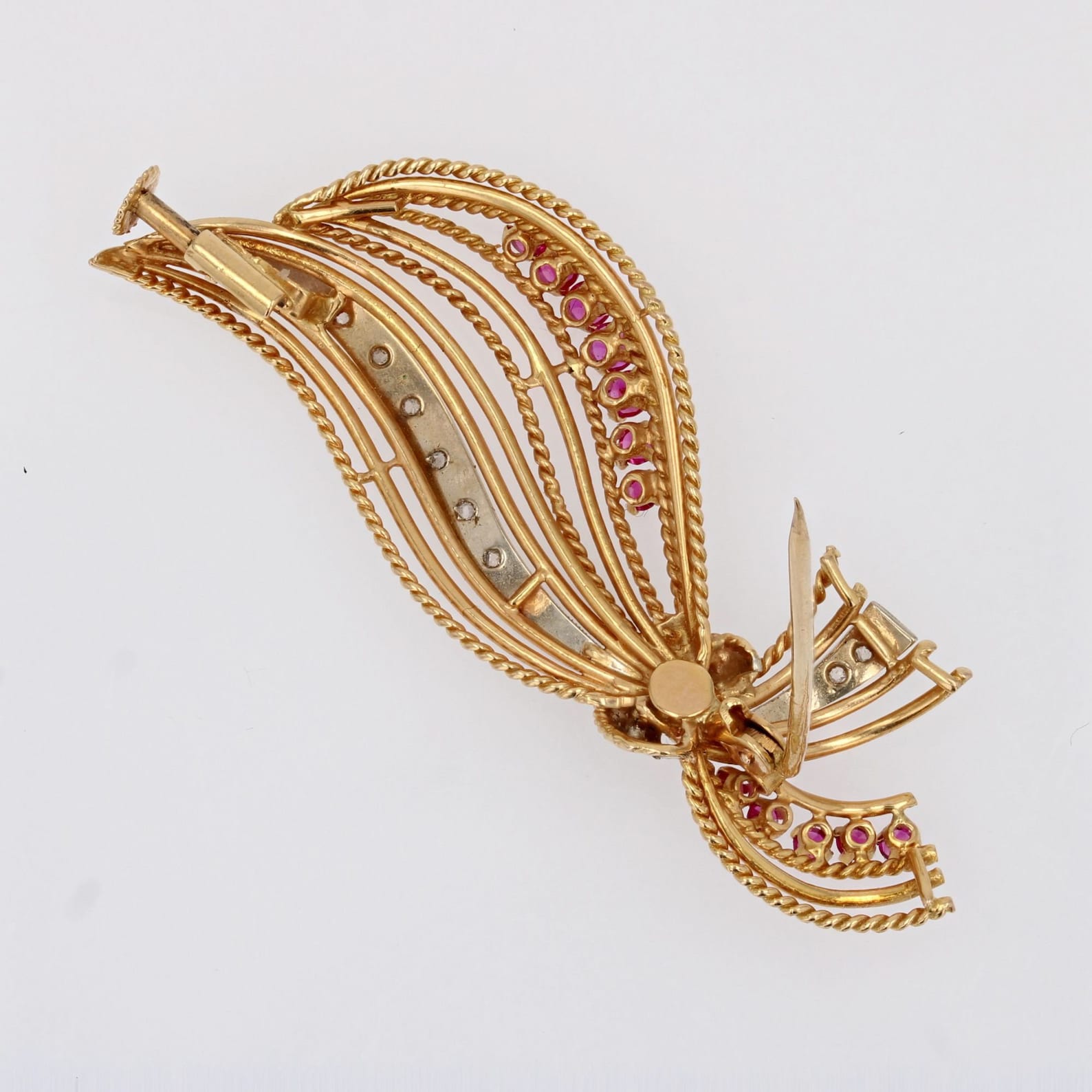 Ancienne Broche Ajourée Avec Perle De Verre - Bijou Vintage, Bon état
