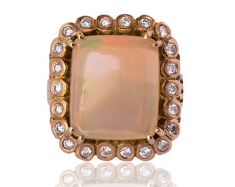 Vintage-Diamant-Opal-Ring 18 Karat Roségold Tank