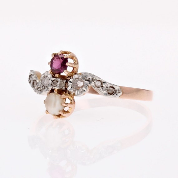 French 19th Century Garnet Fine Pearl Diamonds 18… - image 8