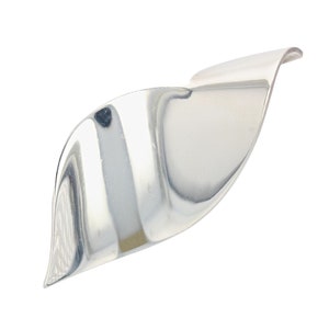 French 1970s Stylized Leaf Silver Brooch