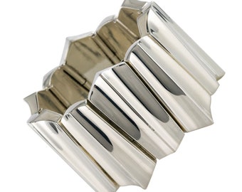 Modernist Silver Designer Cuff Bracelet