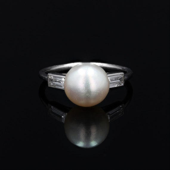 French 1925s Fine Pearl Baguette- Cut Diamonds Pl… - image 4
