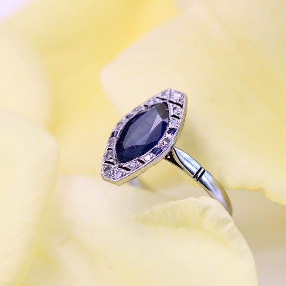French 1925s Art Deco Sapphire Diamonds 18 Karat … - image 8