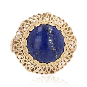 1960s Retro 4,25 Carat Lapis Lazuli 18 Karat Yellow Gold Ring