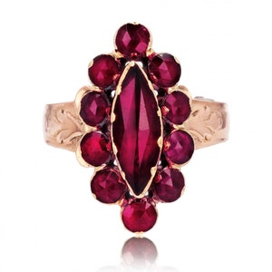 19th Century Garnet 18 Karat Rose Gold Marquise Ring