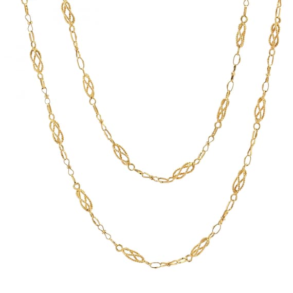 Collier Maille Torsadée Art Nouveau 1930 – Plaqué Or 18k, Très Beau