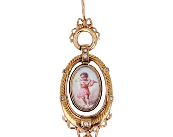 Fermoir De Mariage Régional En Or Rose 18 Carats émaillé - France XIXe Siècle - Rare