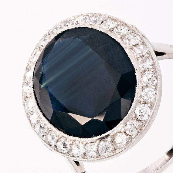 French Art Deco 1925s 7 Carats Sapphire Diamonds … - image 8