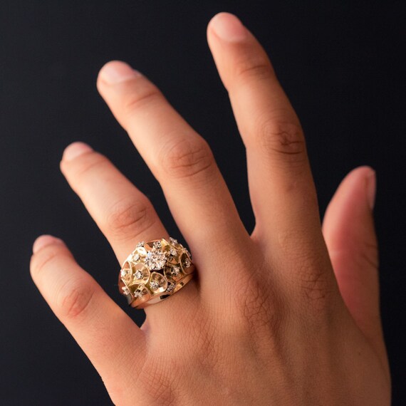 Bague Vintage En Résine Couleur Crème - Taille 48 - Anneau Simple Dôme Rétro
