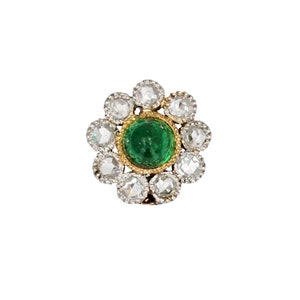 20th Century Emerald Diamonds 18 Karat Yellow Gold Daisy Pendant