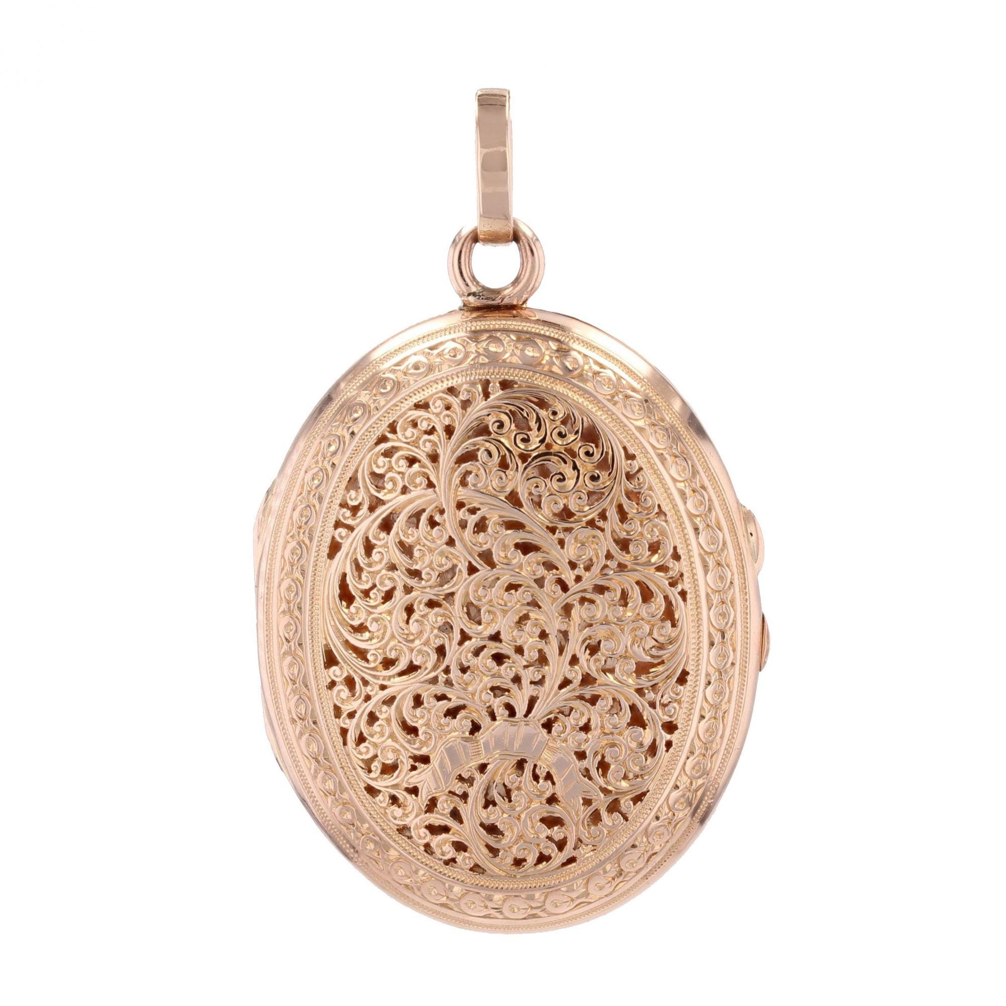 Pendentif Victorien Or Rose 18k - Grappe De Vigne Ciselée - Circa 1900 - Occasion