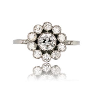 French 1925s Diamond Platinum Daisy Cluster Ring