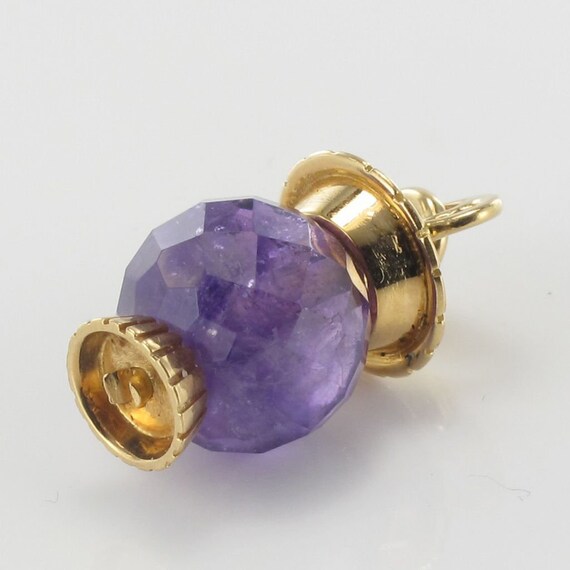 French 1960s Faceted Amethyst 18 Karats Gold Lant… - image 4