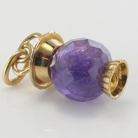 French 1960s Faceted Amethyst 18 Karats Gold Lant… - image 5