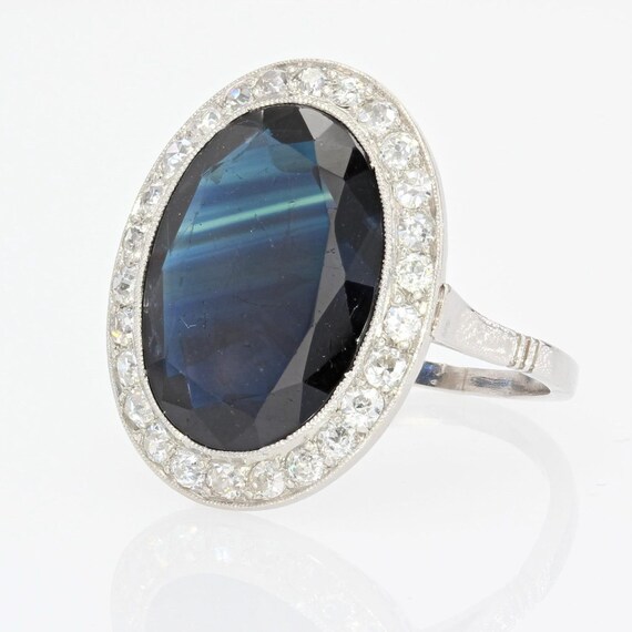 French Art Deco 1925s 7 Carats Sapphire Diamonds … - image 7