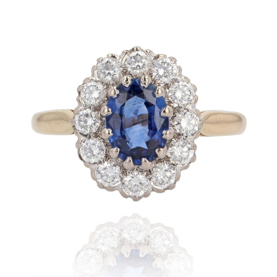 Bague pompadour diamants et saphir Etsy Canada