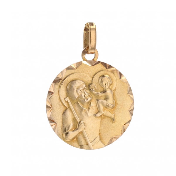 French 1960s 18 Karat Yellow Gold Saint Christopher Medal Pendant