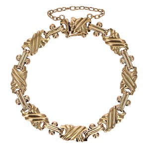 Retro 1960s 18 Karat Yellow Gold Flat Pattern Bracelet