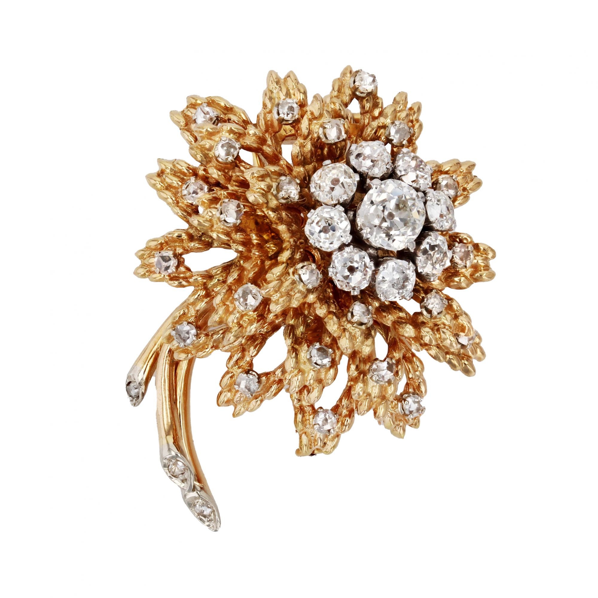 1950s'　yellow　flower rhinestone brooch Vtg 1950's 3D Yellow Glass Rhinestone Daisy Flower Brooch