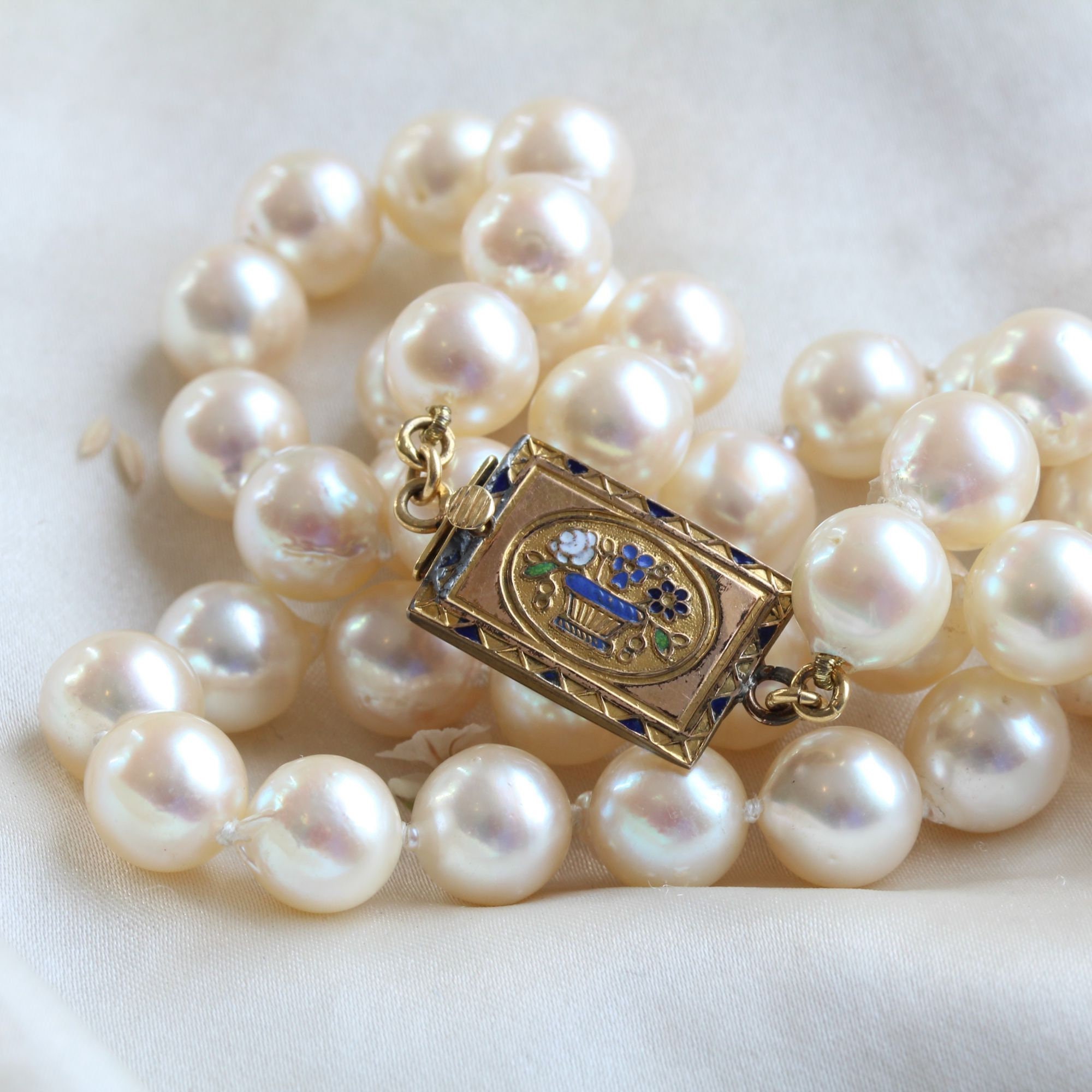 Collier Perles De Cultures Véritables Avec Fermoir Or - Bijou Vintage Antique