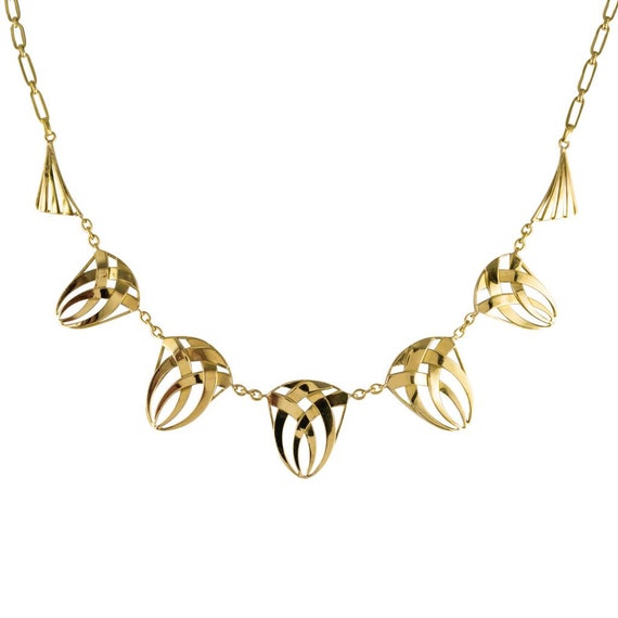 Art Nouveau gold drapery necklace