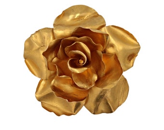 French 1960s 18 Karat Yellow Gold Rosebud Retro Brooch