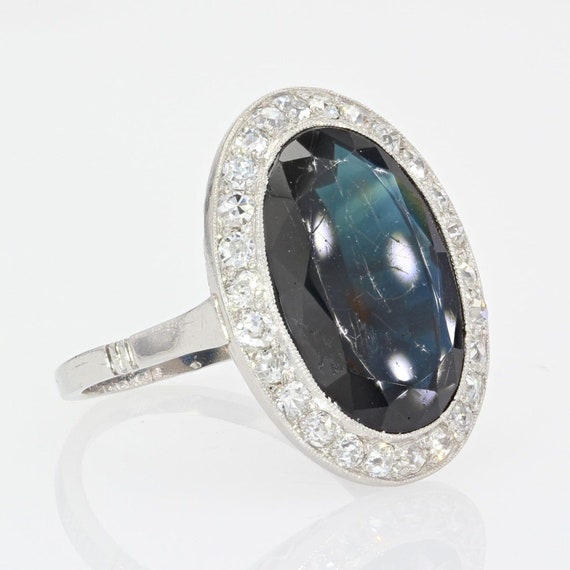 French Art Deco 1925s 7 Carats Sapphire Diamonds … - image 9