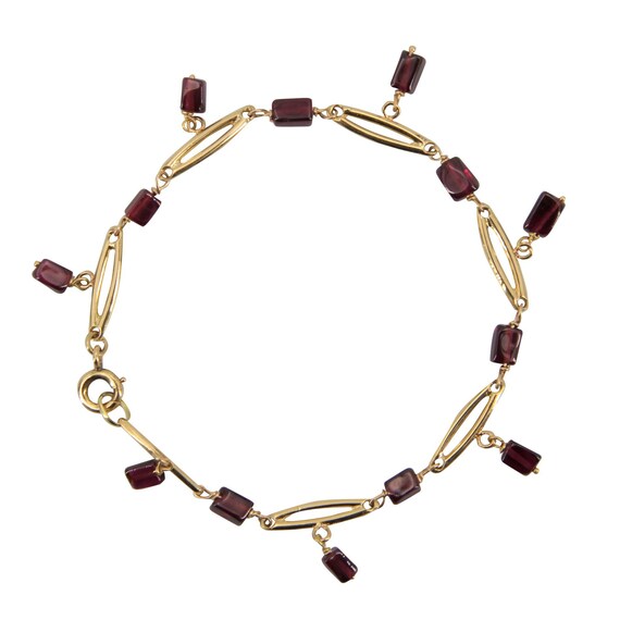 Bracelet Vintage En Or 18k Avec Grenats De Perpignan – Serti Clos, Grenat Almandin Naturel – Occasion