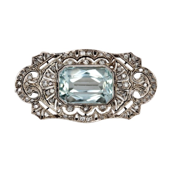 ANCIENNE BROCHE EN Plaquer Or 18k 750 Art Déco Nouveau