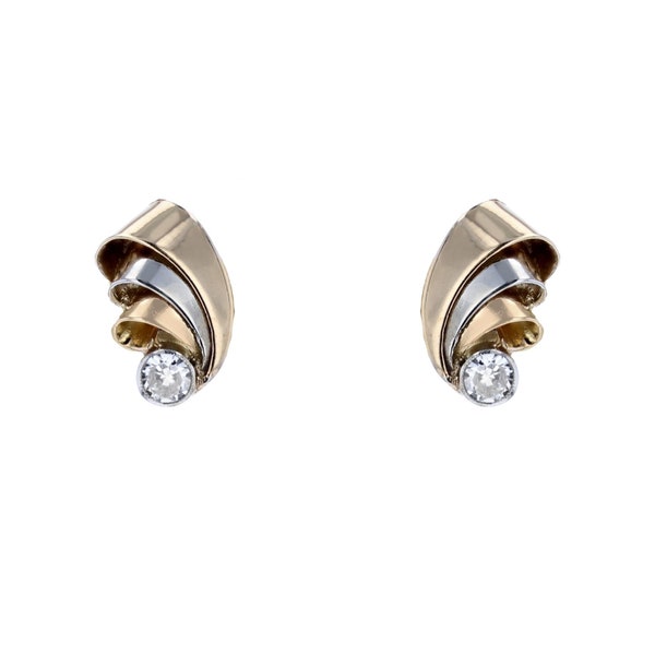 Boucles d'oreilles anciennes rubans et ses diamants