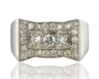 Art Deco Style 0.87 Carat Diamonds 18 Karat White Gold Ring