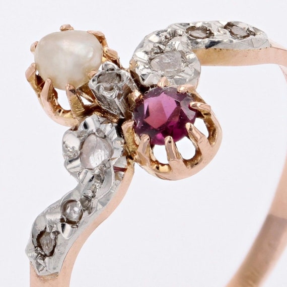 French 19th Century Garnet Fine Pearl Diamonds 18… - image 9