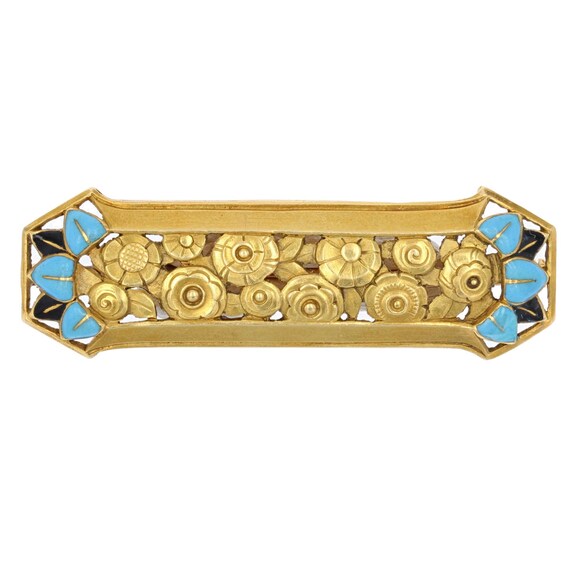 Broche Art Déco Plaqué Or 18k 750 – Bouquet Fleuri Vintage