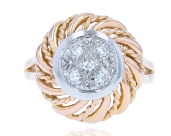18k rose gold diamond vintage ring