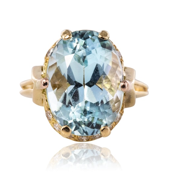 Vintage ring aquamarine aquamarine diamonds