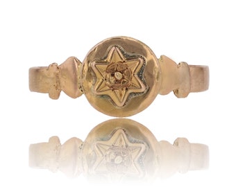 19th Century 18 Karat Rose Gold Star Ring