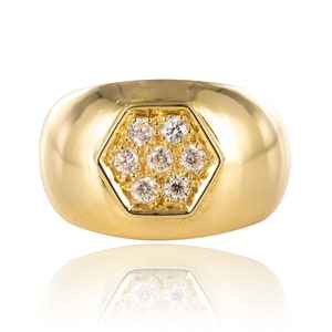 New Wide Diamond Gold Band Ring
