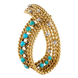 Antique diamond and turquoise brooch