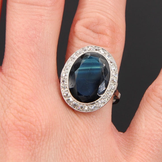 French Art Deco 1925s 7 Carats Sapphire Diamonds … - image 4